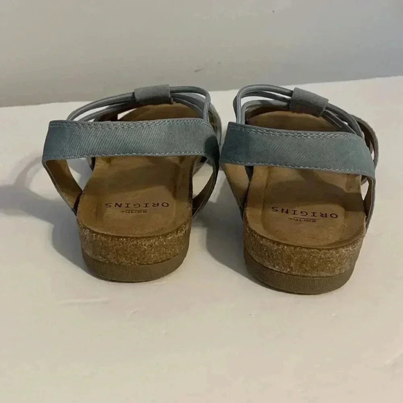 EARTH ORIGINS Leather Sandals Sling Back Laney Moroccan Blue Size 9.5 - Picture 4 of 6